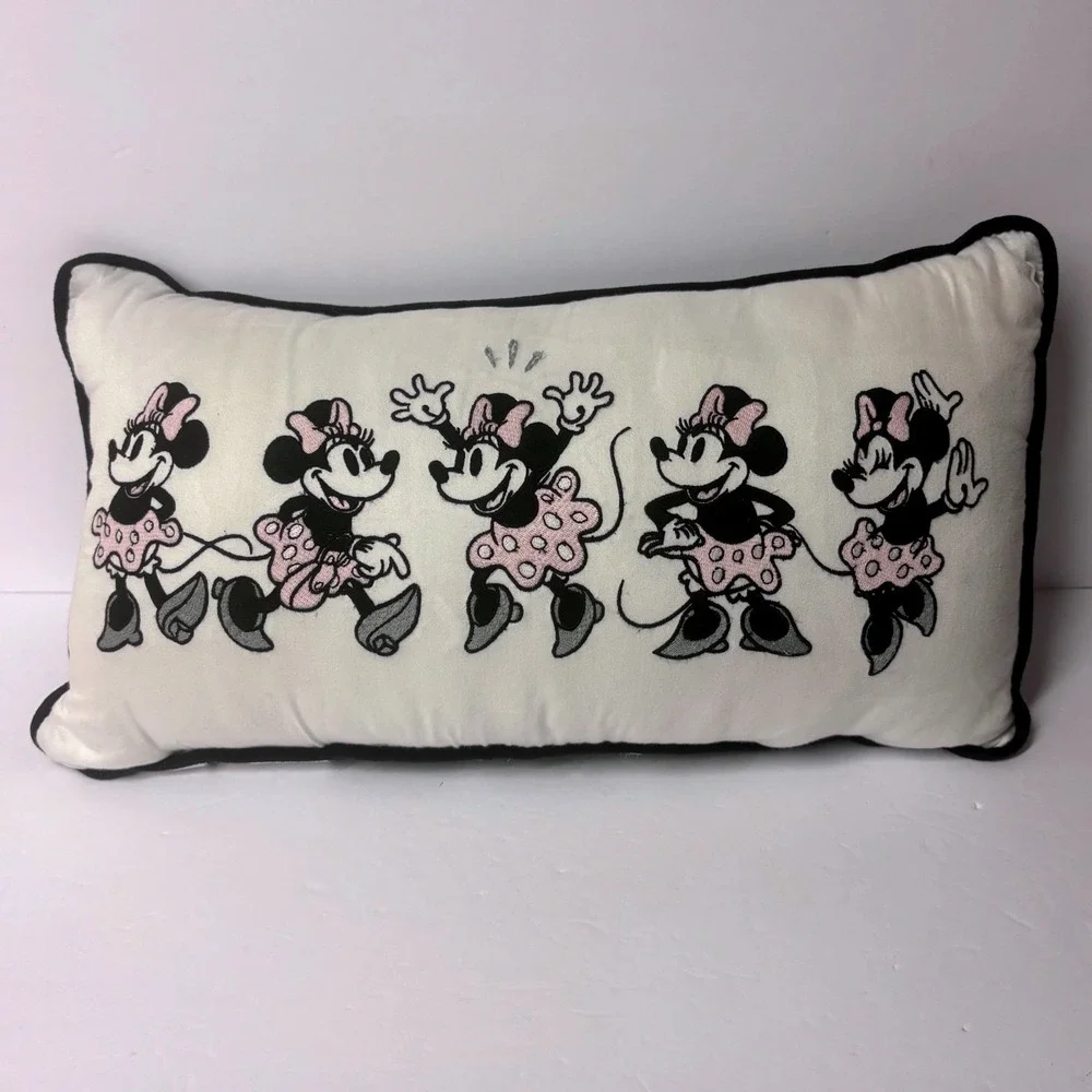 Pottery Barn Kids Disney Vintage Style Minnie Mouse Embroidered Lumbar Pillow